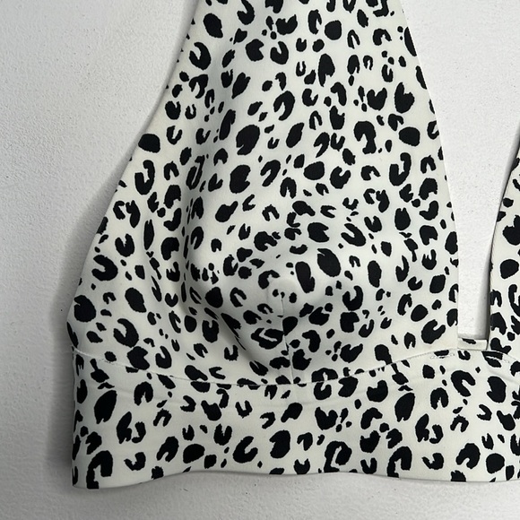 Free People Erin Printed White Leopard Print Scuba Bralette size small - Picture 4 of 12